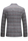 Uomo grigio plaid risvolto a lancia 3 pezzi Prom Suits
