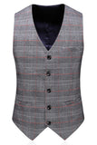 Uomo grigio plaid risvolto a lancia 3 pezzi Prom Suits