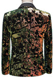 Scintillante Blazer da ballo con risvolto dentato blu viola da uomo con paillettes