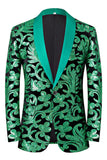 Verde 2 pezzi Jacquard scialle risvolto abiti da ballo da uomo