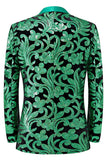Verde 2 pezzi Jacquard scialle risvolto abiti da ballo da uomo