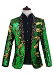 Scialle scintillante risvolto viola e blu uomo Prom Blazer con paillettes