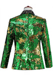 Scialle scintillante risvolto viola e blu uomo Prom Blazer con paillettes