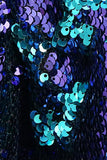 Scialle scintillante risvolto viola e blu uomo Prom Blazer con paillettes