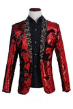 Scialle scintillante risvolto viola e blu uomo Prom Blazer con paillettes