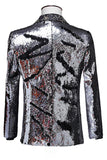 Scialle scintillante risvolto viola e blu uomo Prom Blazer con paillettes