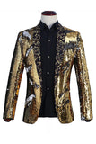 Scialle scintillante risvolto viola e blu uomo Prom Blazer con paillettes