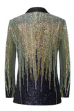 Blazer da ballo monopetto con risvolto dentato nero da uomo con paillettes