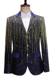 Blazer da ballo monopetto con risvolto dentato nero da uomo con paillettes