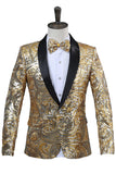 Sparkly paillettes uomo scialle rosso risvolto Prom Blazer