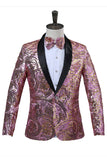 Sparkly paillettes uomo scialle rosso risvolto Prom Blazer