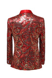 Sparkly paillettes uomo scialle rosso risvolto Prom Blazer