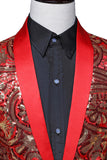 Sparkly paillettes uomo scialle rosso risvolto Prom Blazer