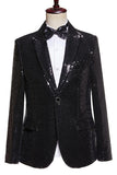 Nero Paillettes 2 Pezzi Peak Ribel Abiti da ballo da uomo