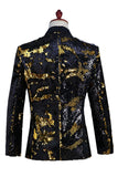 Scintillante argento e oro scialle risvolto uomo Prom Blazer con paillettes