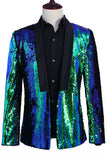 Scintillante argento e oro scialle risvolto uomo Prom Blazer con paillettes