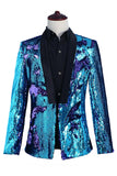 Scintillante argento e oro scialle risvolto uomo Prom Blazer con paillettes