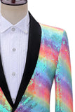 Sparkly Rainbow Scialle Risvolto Blazer da ballo da uomo con paillettes