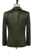 Glitter verde risvolto dentellato 2 pezzi abito da ballo da uomo