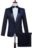 Scialle bianco risvolto Slim Fit 2 pezzi abito da ballo da uomo con perline