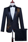 Scialle bianco risvolto Slim Fit 2 pezzi abito da ballo da uomo con perline