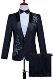 Scialle bianco risvolto Slim Fit 2 pezzi abito da ballo da uomo con perline