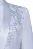 Scialle bianco risvolto Slim Fit 2 pezzi abito da ballo da uomo con perline