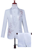 Scialle bianco risvolto Slim Fit 2 pezzi abito da ballo da uomo con perline