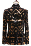 Nero e dorato paillettes scialle risvolto uomo Prom Blazer