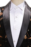 Nero e dorato paillettes scialle risvolto uomo Prom Blazer