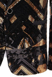 Nero e dorato paillettes scialle risvolto uomo Prom Blazer