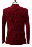 Rosso Dentched Risvolto Slim Fit un Bottone Uomo Prom Blazer