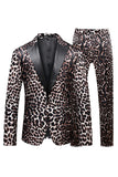 Leopard Peak Lapel 2 pezzi Abiti da ballo da uomo