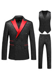 Rosa stampa picco risvolto 3 pezzi uomini Prom Suits