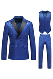 Rosa stampa picco risvolto 3 pezzi uomini Prom Suits