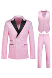 Rosa stampa picco risvolto 3 pezzi uomini Prom Suits