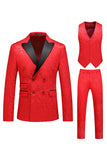 Rosa stampa picco risvolto 3 pezzi uomini Prom Suits