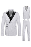 Rosa stampa picco risvolto 3 pezzi uomini Prom Suits