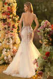 Corsetto da cerimonia con perline di con fiori rosa bianchi e sirena vestito lungo da ballo con pizzo sulla schiena