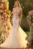 Corsetto da cerimonia con perline di con fiori rosa bianchi e sirena vestito lungo da ballo con pizzo sulla schiena