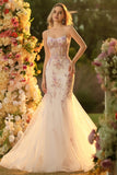 Corsetto da cerimonia con perline di con fiori rosa bianchi e sirena vestito lungo da ballo con pizzo sulla schiena