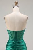 Corsetto sirena verde stiro verde scuro con perline e vestito lungo da ballo