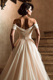 Bianco Off the Shoulder A Line Abito da sposa con fessura