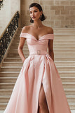 Bianco Off the Shoulder Ball Gown Abito da sposa con fessura