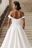 Bianco Off the Shoulder Ball Gown Abito da sposa con fessura
