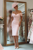 Guaina Off La Spalla Blush Rosa Madre Del Vestito Da Sposa Con Appliques