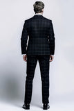 Mix Black Grid 2 Pezzi Slim Fit Risvolto Dentato Abiti Formali Da Uomo