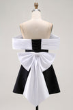 Nero A-Line Off The Shoulder Abito Da Cocktail con fiocco