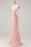 Blush Sirena Corsetto con paillettes Abito da ballo lungo con perline