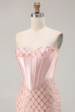 Blush Sirena Corsetto con paillettes Abito da ballo lungo con perline